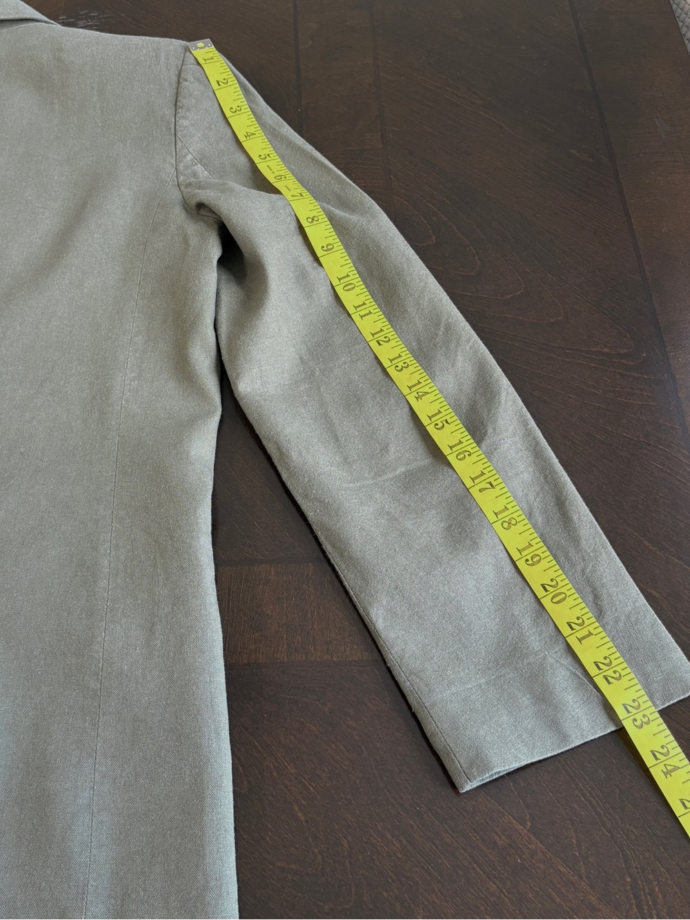 Zara Sage Green Linen Blend Blazer Jacket Minimalist Tailored Office Chic Sz S - Picture 9 of 9